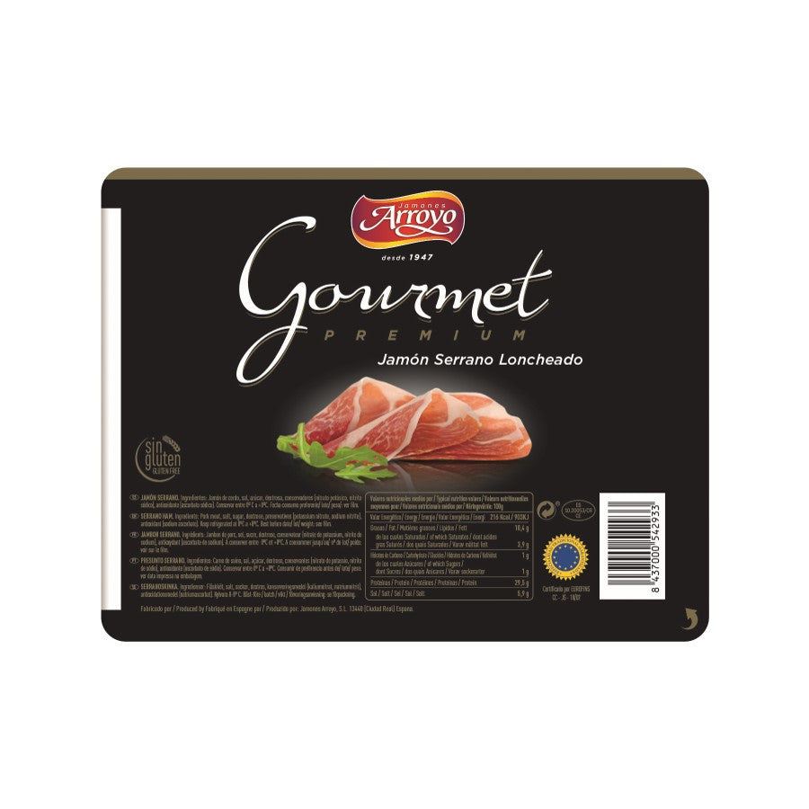 Serrano Ham Gourmet Kovettunut 9 kuukautta Jamones Arroyo