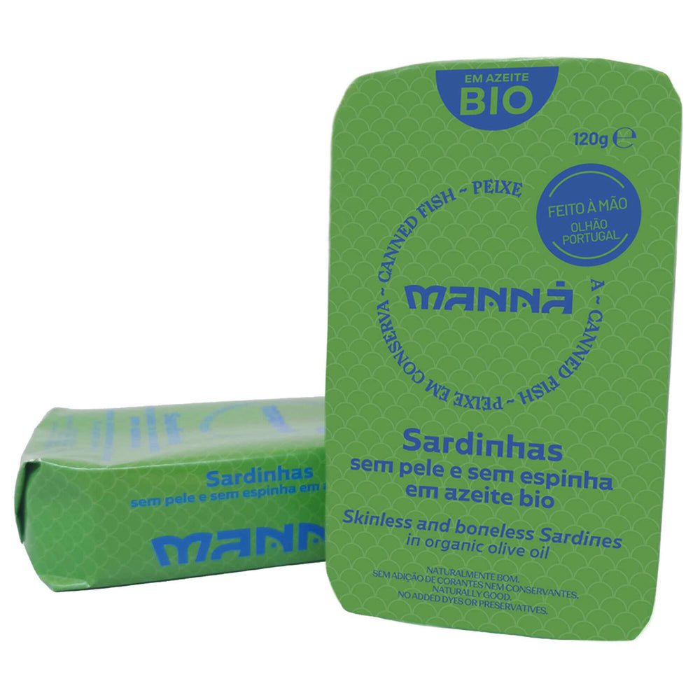 Sardinhas s/ Pele e Espinhas em Azeite Biológico Manná