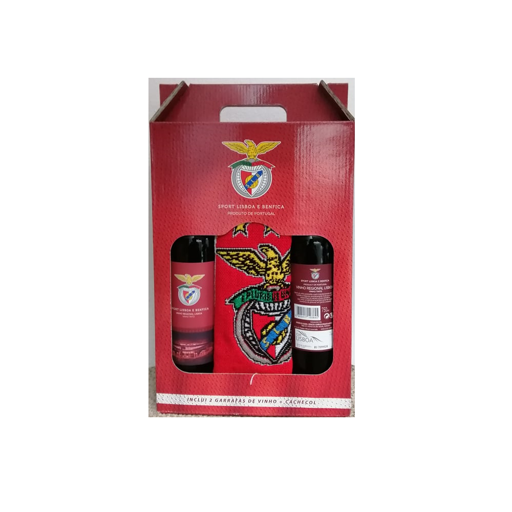 Conjunto VInho Tinto Benfica com Cachecol