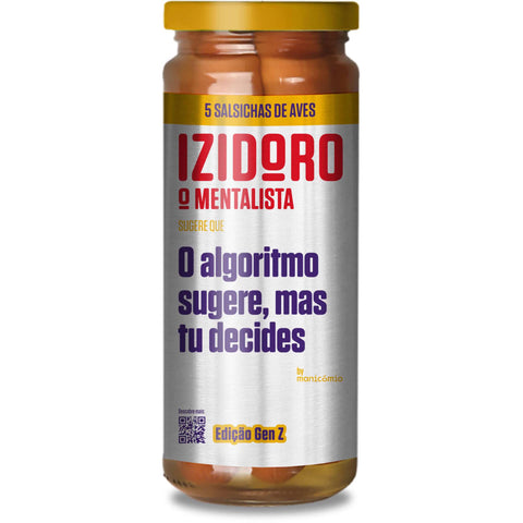 Frasco com 5 salsichas de aves Izidoro, 400 g, peso escorrido 245 g.