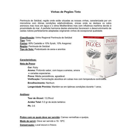 Vin rouge des vignobles de Pegões