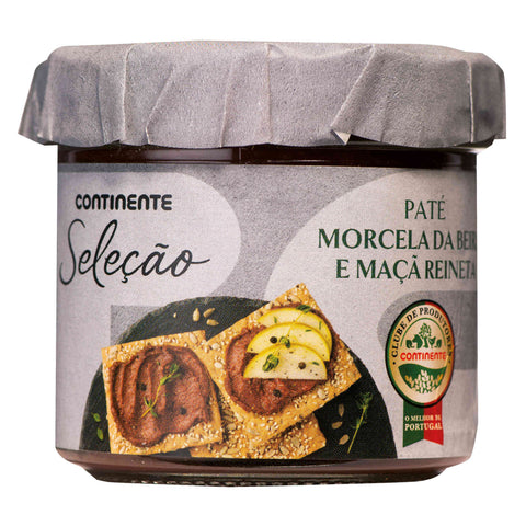 Frasco de Paté de Morcela da Beira e Maçã Reineta Continente Seleção.