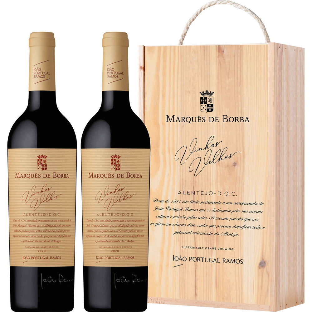 Conjunto Vinho Tinto Marquês de Borba Vinhas Velhas (cx madeira)