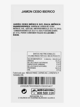 Presunto Ibérico Fatiado / Jamon Cebo Ibérico en Lonchas